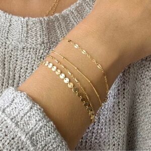 Dainty Chain Bracelet Set, Four Style Layering Bracelets, Stacking Bracelets
